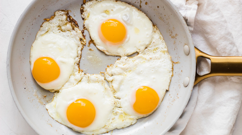 eggs cooked in a skillet