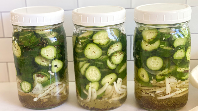 pickles in mason jars