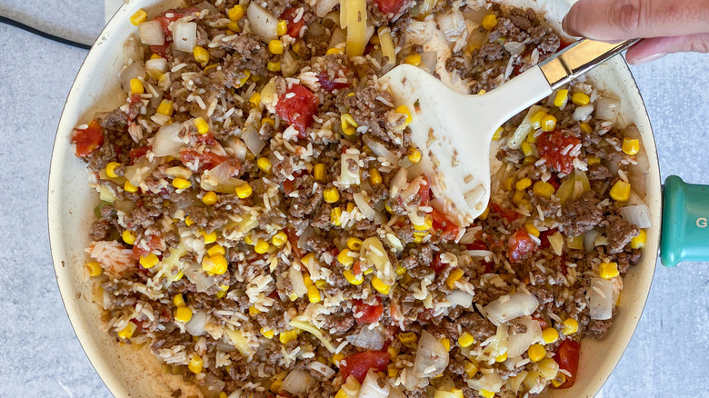 stuffed pepper filling in pan