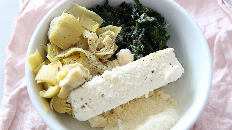 bowl of stuffed mushroom ingredients