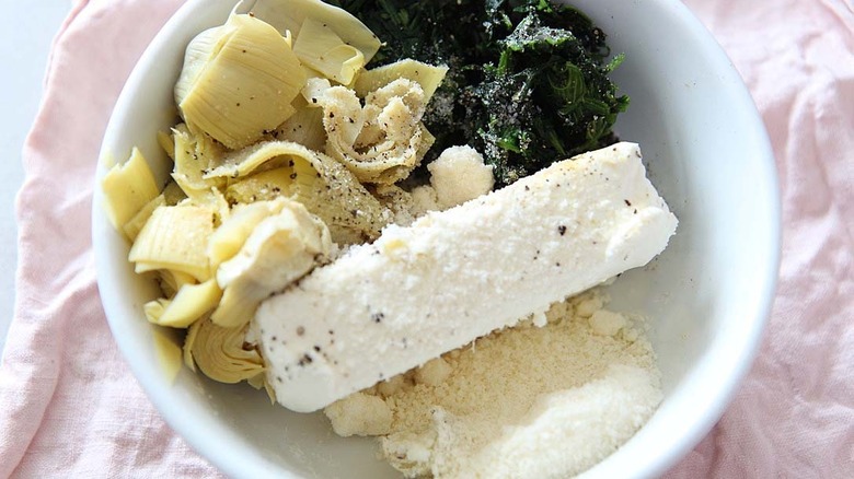 stuffed mushroom filling in bowl 