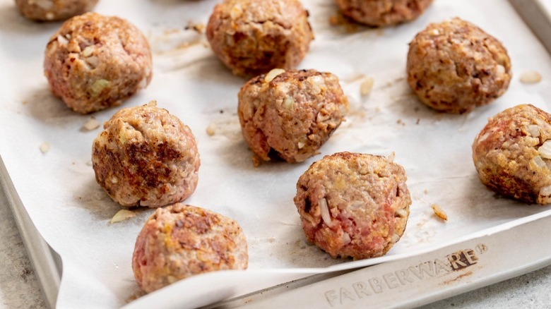 meatballs on baking sheet