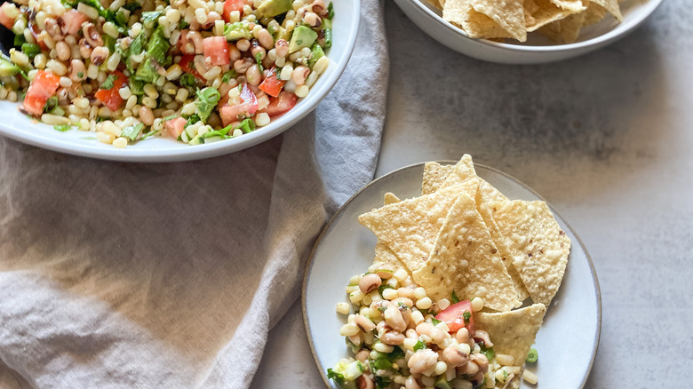 Easy Texas Caviar Recipe in bowl and on plate 