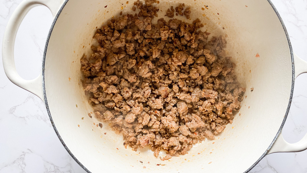 sausage cooking for tortellini