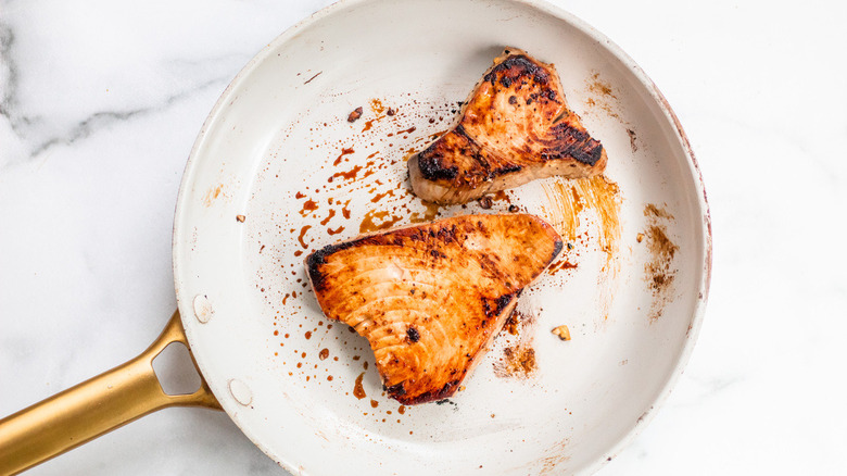 tuna steaks on plate