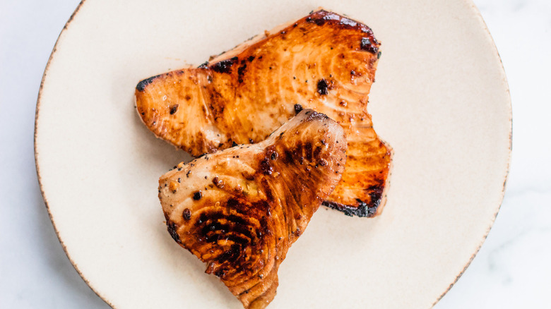 tuna steaks on plate