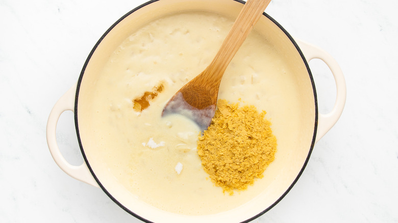 Macaroni sauce being cooked in pot