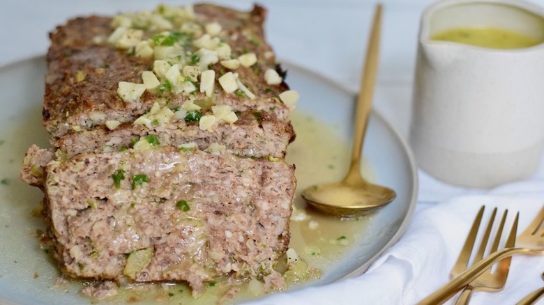 meatloaf with butter-garlic sauce