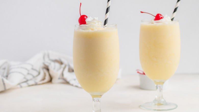 pina coladas with striped straws