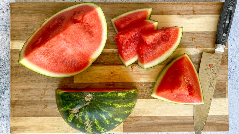 watermelon on cutting board