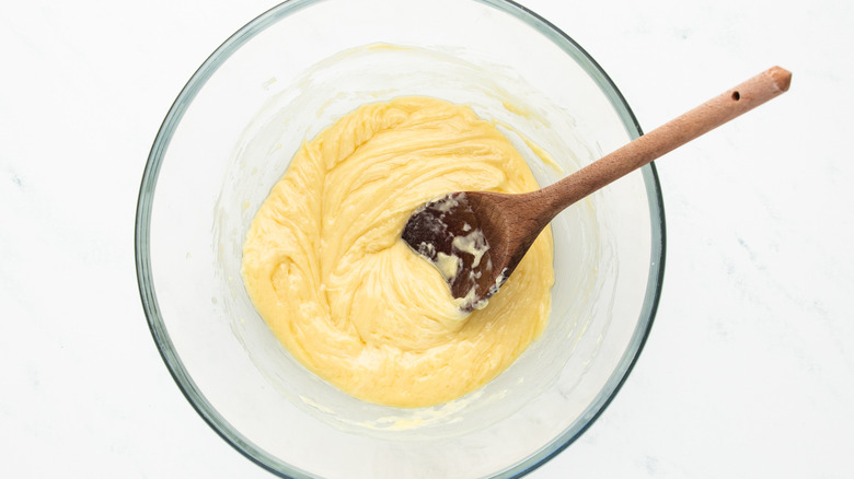 white chocolate ganache in bowl