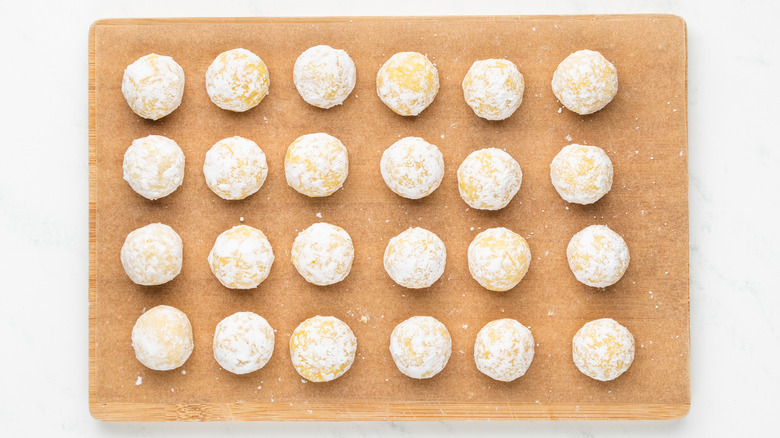 lemon truffles on cutting board