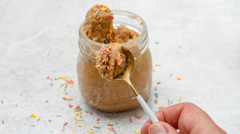 edible cookie dough on spoon