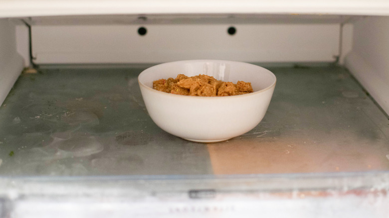 cookie dough bowl in freezer