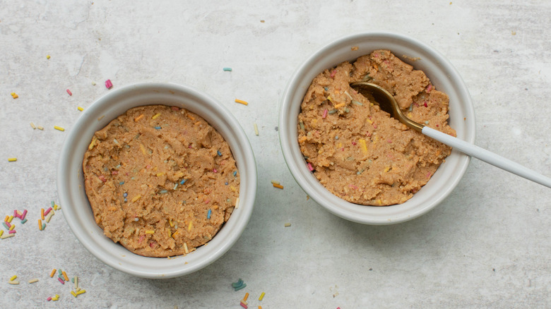 two cookie dough bowls