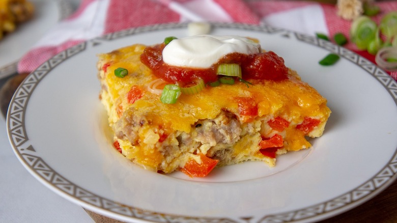 Piece of egg casserole