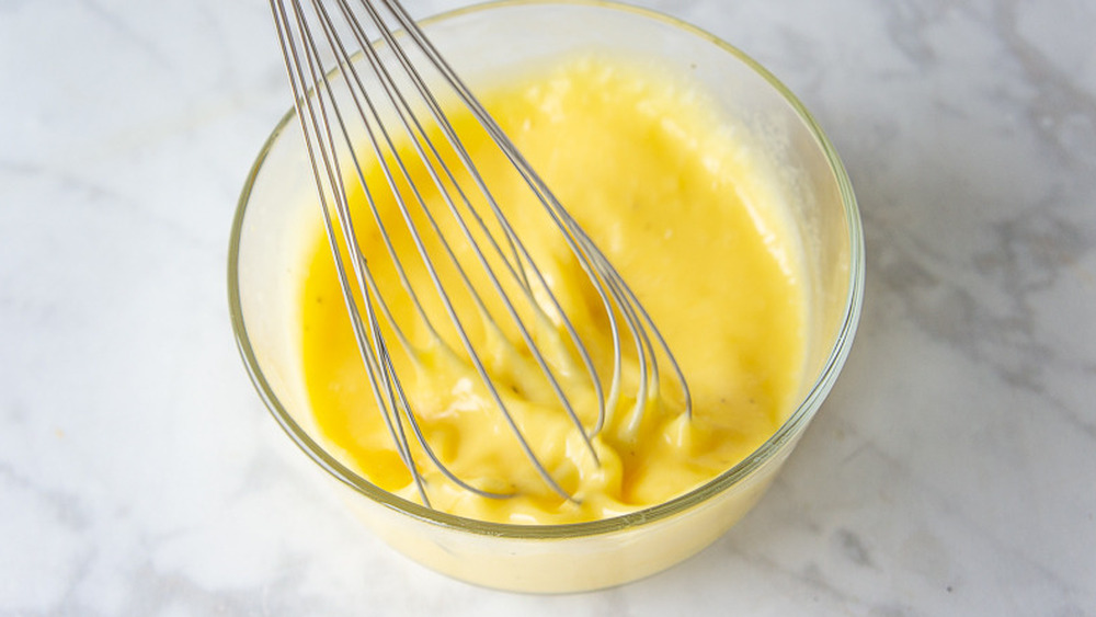 bowl of eggs being whisked