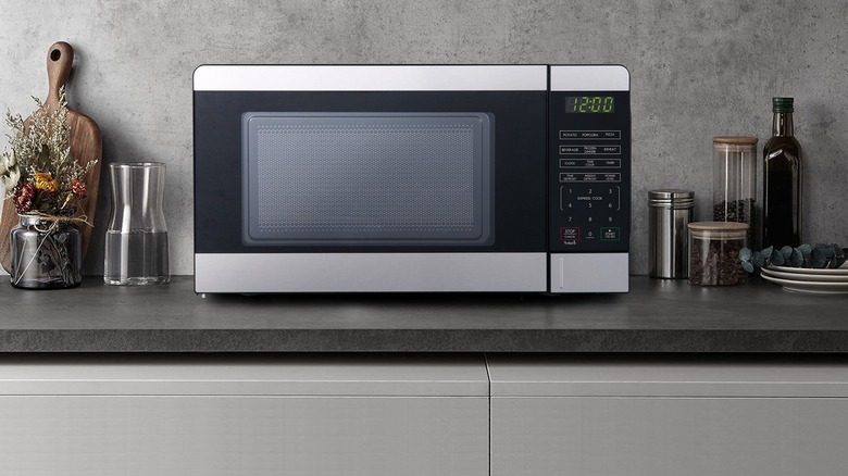 microwave oven on countertop