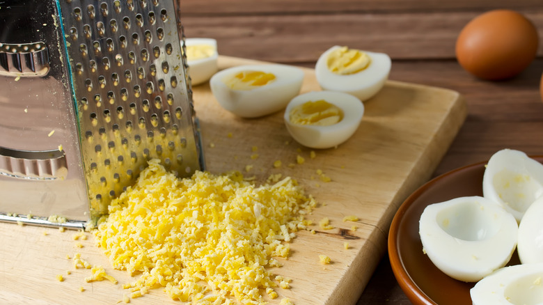 hard-boiled eggs grater grated egg