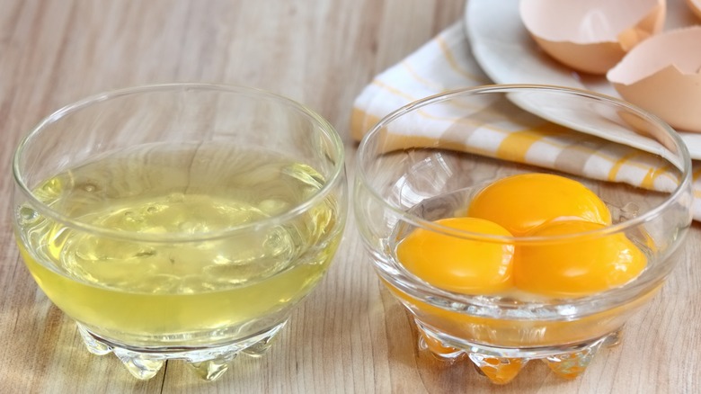 egg whites egg shells egg yolks