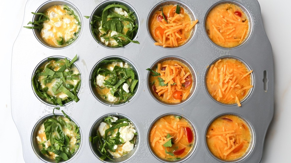 egg muffin recipe tins are ready for the oven