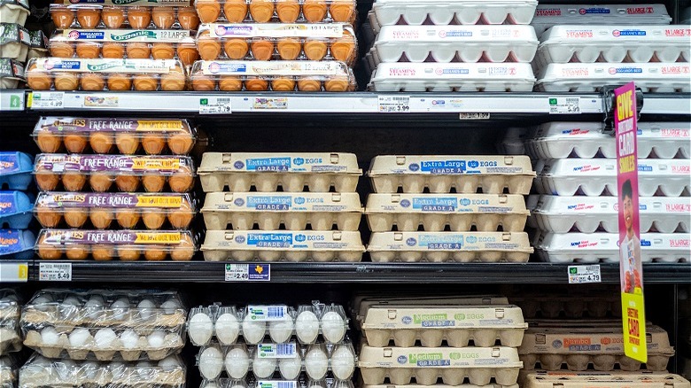 Eggs on grocery shelves