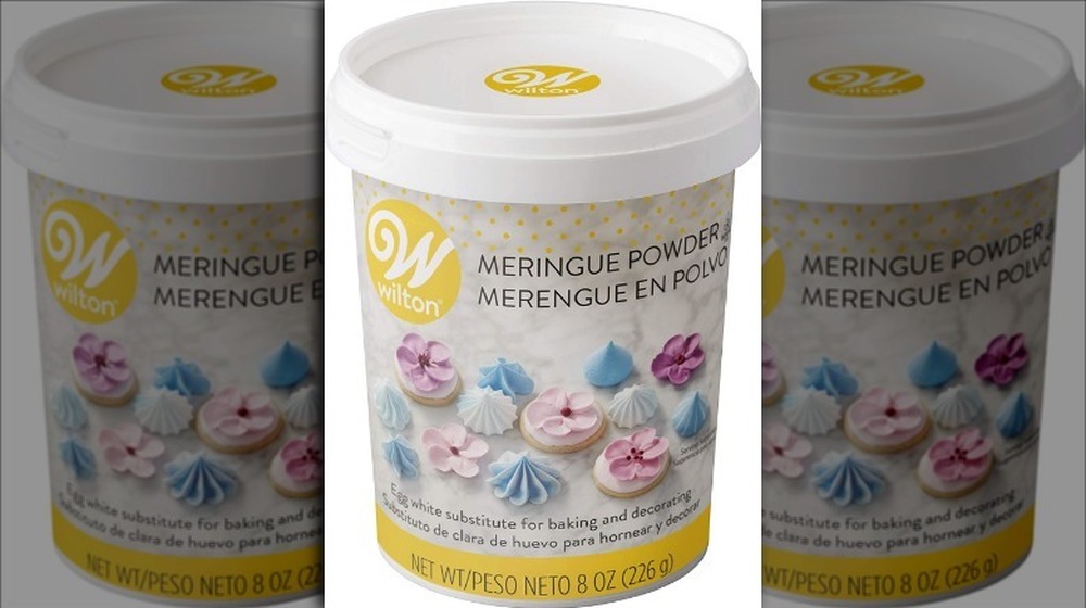 Meringue powder in a container