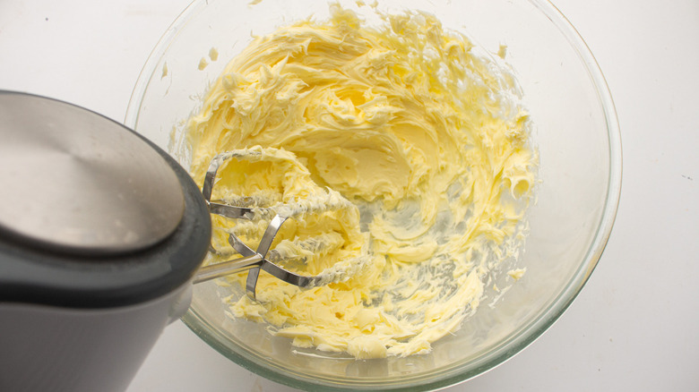 whipping butter in bowl