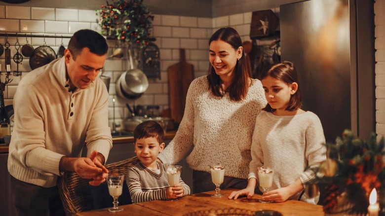 Family with eggnog