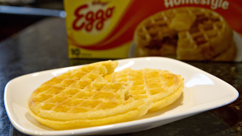 Eggo waffle on white plate