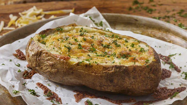 baked potato with egg filling