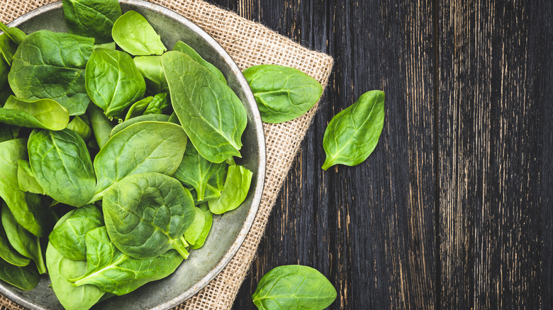 Bowl full of spinach leaves