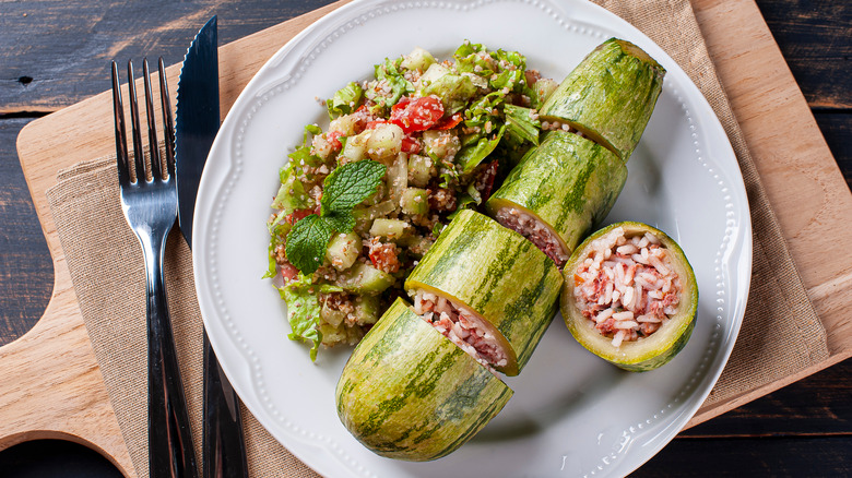 Stuffed zucchini on a plate