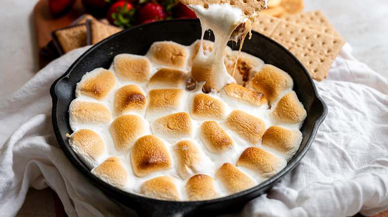 melted marshmallows in black pan