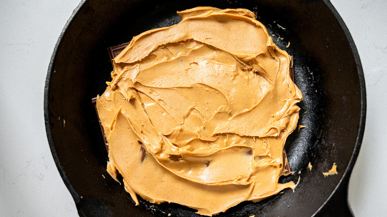 peanut butter in black pan