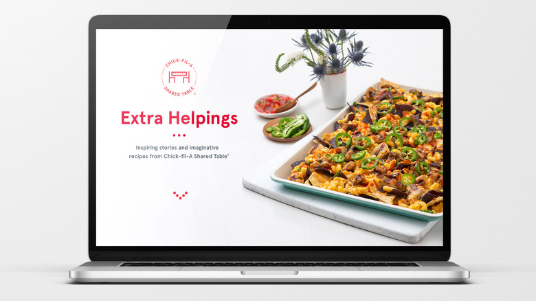 Chick-fil-A digital cookbook on laptop