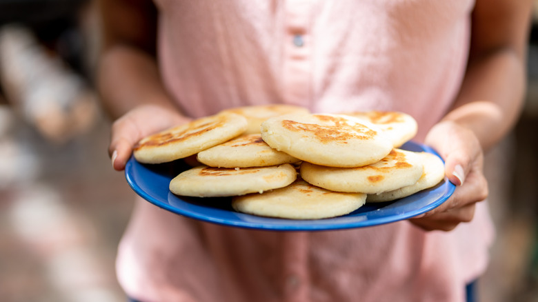 Platter of fresh arepas