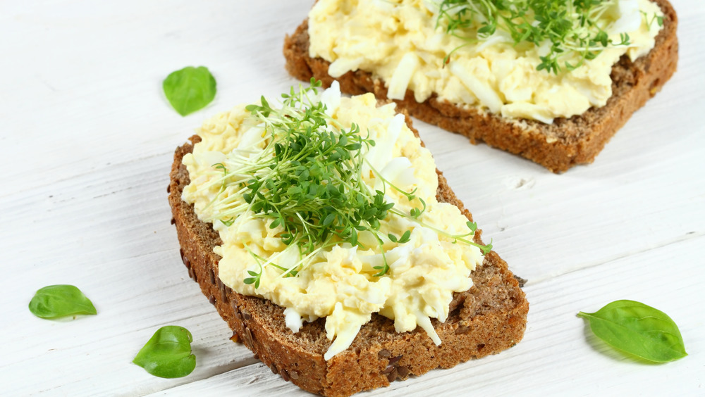 Egg salad on brown bread