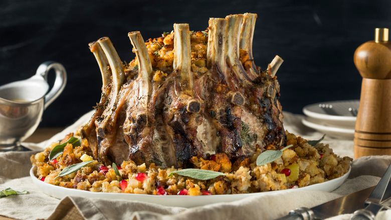holiday crown roast of pork with stuffing