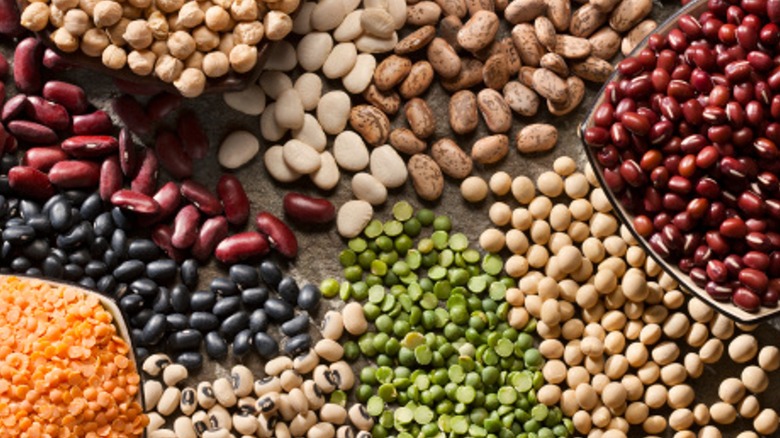 legumes on wooden surface