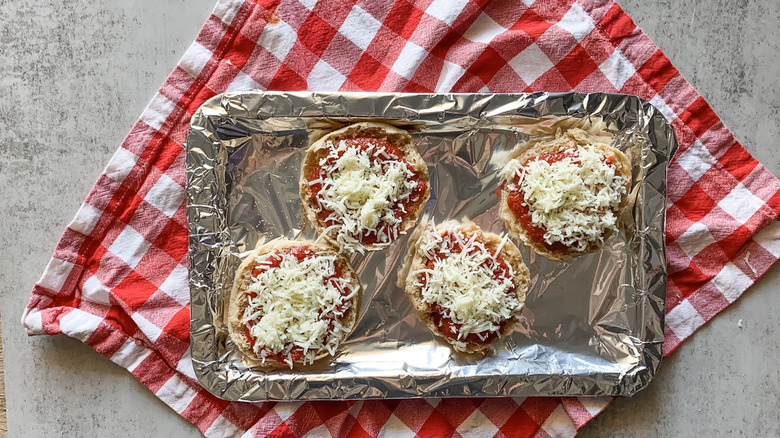 unbaked english muffin pizzas