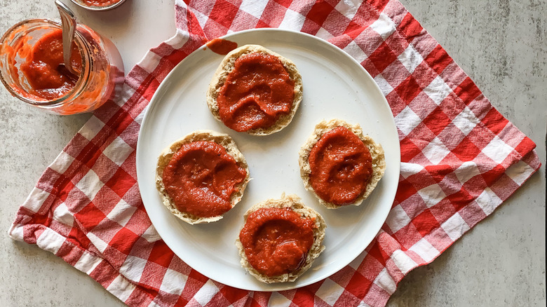english muffins with pizza sauce