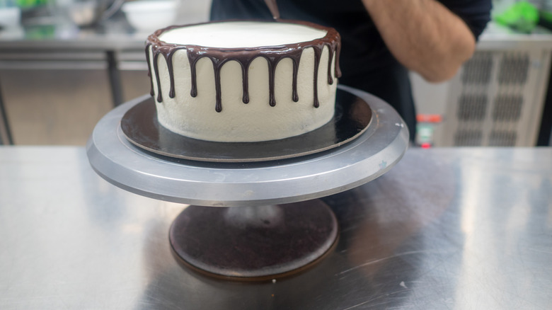 Fancy cake on turntable