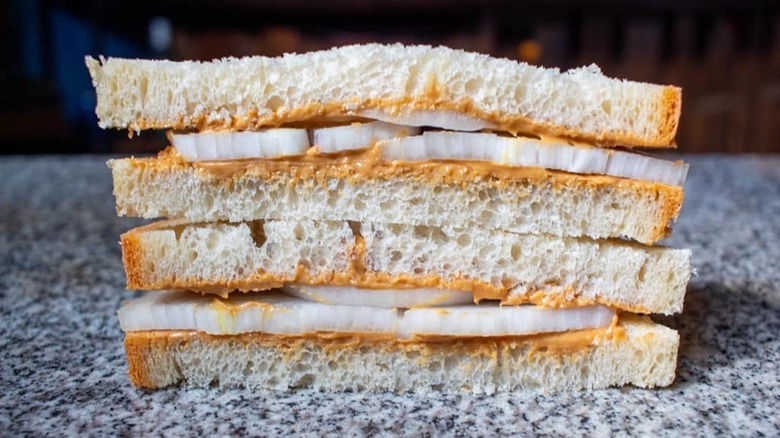 Peanut butter and onion sandwich