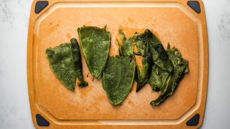 peeled and seeded poblano peppers