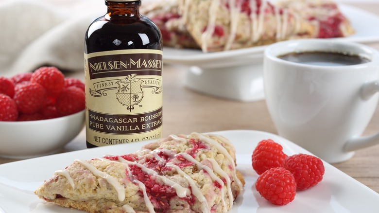 vanilla extract and rasberry scone