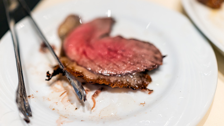 rare picanha steak on plate