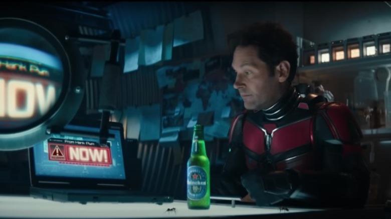 Paul Rudd as Ant-Man posing with a Heineken drink