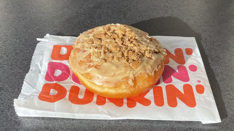 Cookie butter donut on Dunkin' bag