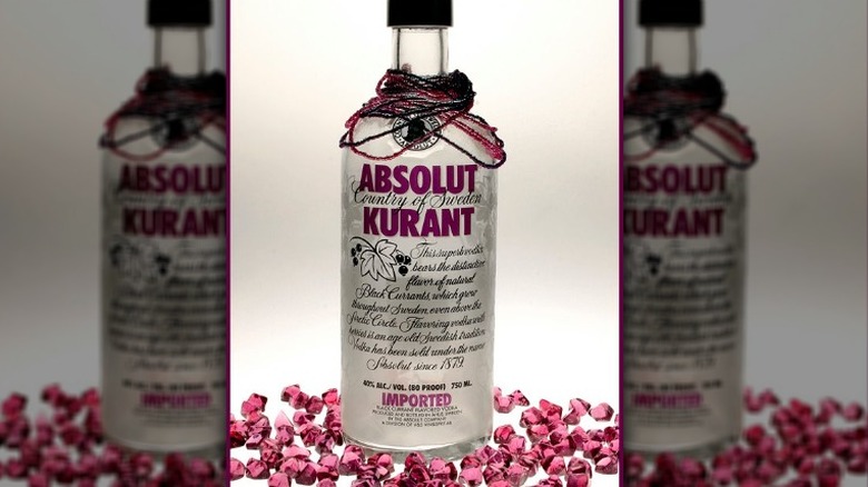 Bottle of Absolut Kurant with gemstones 